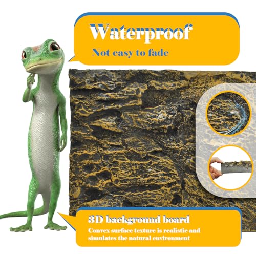 Reptile Tank Background Board Rock Terrarium Cork Background Board 3D Wall Backdrop Aquarium DéCor Backgrounds Amphibian Habitat Decoration for Lizards Leopard Gecko Bearded Dragons Turtle