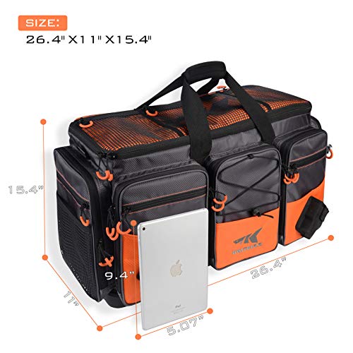 KastKing Fishing Gear & Tackle Bags - Saltwater Resistant Fishing Bags - Fishing Tackle Storage Bags - color: C: Extra-large Hawg (Without Trays, 26.4"x11"x15.4")-Orange