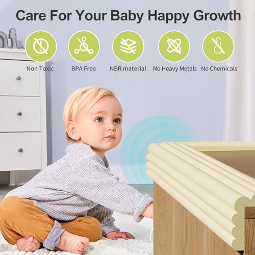 Baby Proofing Wall Corner Protector,Edge Guard Corner Protector,6.56ft Thinken Soft Corner Protectors Pre-Taped Soft Rubber Foam Edge Cushion for Furniture (Brown-L, 6.56Ft x 5.9" W x 0.47" Th) - color: Brown-l, size: 6.56Ft x 5.9"W x 0.47"Th