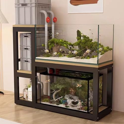 Metal Fish Tank Stand, Non-slip Pads, Multi-tiered Design, Sturdy Support(Black C,90cm/35.4in) - color: Black C, size: 90cm/35.4in