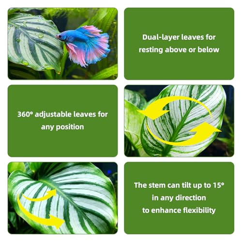 6Pcs Betta Leaf Hammock with 2Pcs Acrylic Tube Tunnel, 8-Piece Fish Tank Accessories for Resting, Playing, Hiding, Ideal for Betta Fish, Small Fish, Aquarium Enthusiasts