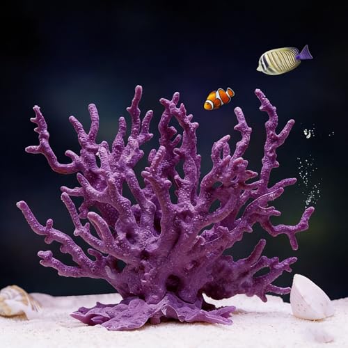 Artificial Coral Aquarium Ornament - PVC Fish Tank Decor for Aquascaping (5.9x5.12x2.17 Inch) - Purple - color: Purple