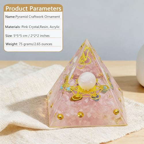 2inches Pyramid Decor Natural Crystal Energy Generator Pyramid Chakra Energy Crystal Pyramid Yoga Meditation Tool for Home Decoration Fengshui Ornaments Gift(2 inches Pyramid - Pink Crystal) - color: 2 Inches Pyramid - Pink Crystal
