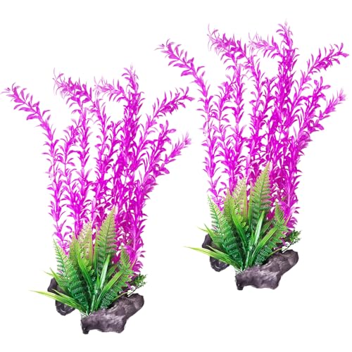 Hamiledyi Aquarium Plastic Plants Aquarium Decor Artificial Fish Tank Plants Lifelike Tall Fish Tank Decorations Aquarium Plant Suitable for Saltwater and Freshwater 15.7in 2pcs - color: E*2 Pcs, size: 15.7 in
