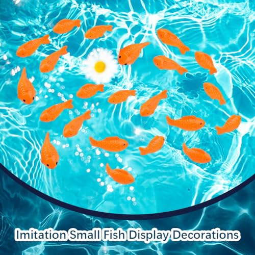 CREATCABIN 36Pcs 3 Styles Miniature Resin Fish Small Fish Figurines Dark Orange Mini Sea Ocean Marine Animal Tank Decorative Figure Statues Ornaments for Home Office Desktop Tank Aquarium DIY Decor