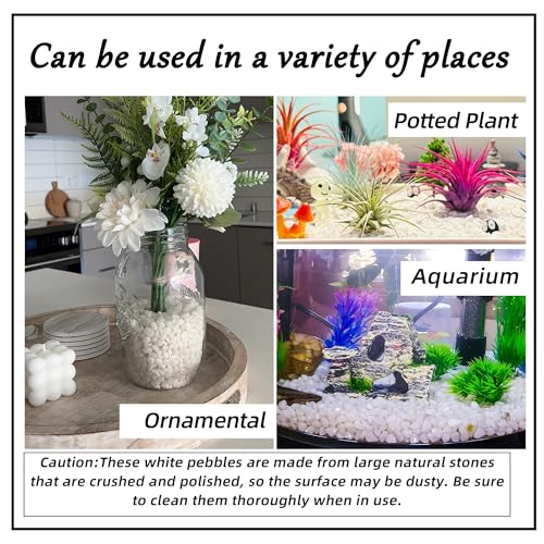 18lb 1/4" Small White Rocks for Plants,Potting,Succulents Aquarium Fish Tank Garden Vases Decorative Pebbles Gravel Rocks Stones - color: white, size: 18lb