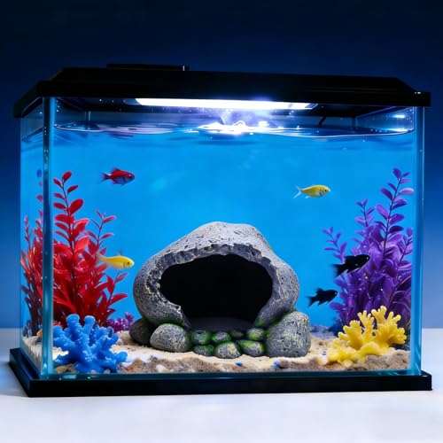 Aquarium Decorations - Artificial Rocks for Betta Fish and Cichlid Hiding Spots, Reptile Rock Bathing Platforms, Lizard Nests