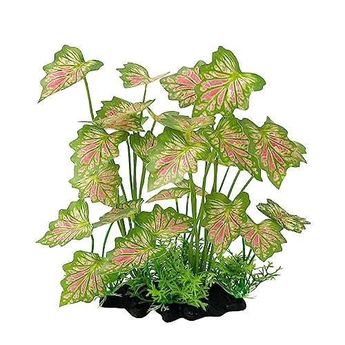 Aquarium Plant Fish Tank Decoration Small Plastic Artificial Plant Goldfish Fish Hide (Rainforest Leafs-Pink-Large-Set) (Rainforest Leafs-Pink-Large-Set) - color: Rainforest Leafs-pink-large-set
