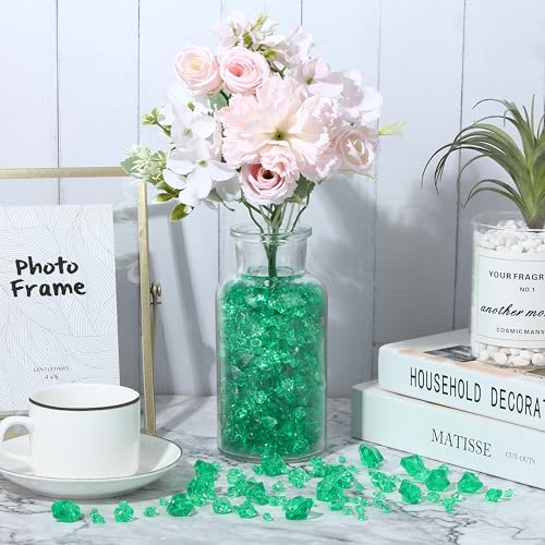 700 Pcs Dark Green Fake Ice Rocks 5 Sizes Plastic Diamonds Crystals Gems Acrylic Vase Fillers for Wedding Centerpieces Fish Tank Table Scatter Photography Props DIY Home Craft - color: Dark Green