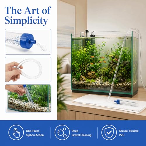 4.92ft Transparent PVC Siphon Tube Aquarium Water Changer Tidyning Manual Gravel Cleaning Water Filter for 30L Small Fish Tank