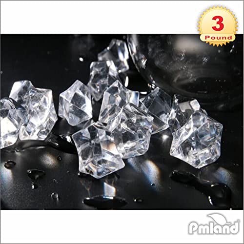 PMLAND 3Lbs Clear Acrylic Ice Rocks – 550 Pieces Bulk Decorative Fake Crushed Ice Gems for Vases Wedding Centerpieces Table Scatter Crafts & Aquarium Decor - color: Clear