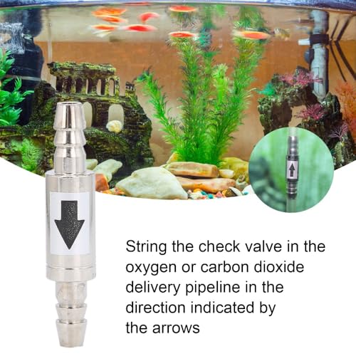 1.6in Stainless Steel 1-Way Valve Aquarium CO2 Check Valve Leak-Proof Water Backflow Prevention for Fish Tank Air Pump