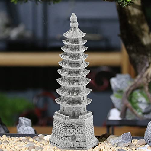 Saihisday 3PCS Mini Pagoda Sandstone Sculpture, Chinese Zen Pagoda Figurines for Garden, Office Home Desktop Decor - size: Hexagon Pagoda Statue