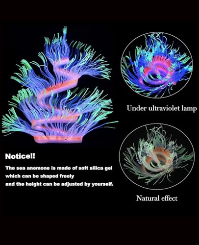 ZtohPyo 4 Pieces Aquarium Fish Tank Decorations with Glowing Effect, Silicone Glow Artificial Ornament Coral Reef Plants for Aquarium Decoration Small and Large Fish Bowl Decor Accessories