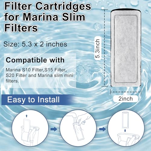 8 Pack Filter Cartridge for Marina Slim Filter S10/S15/S20, Replacement Fish Tank Cartridges with Ceramic for All Three Marina Slim Models - size: 8 Pack