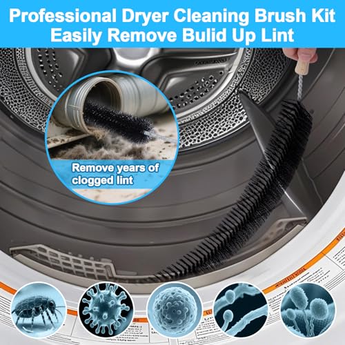 XANGNIER Dryer Vent Cleaner Brush,Flexible Clothes Dryer Lint Brush,Dryer Lint Trap Cleaning Tool,Laundry Room Essentials Lint Remover Accessories,Refrigerator Coil Brush,Household Cleaning Supplies - color: Black