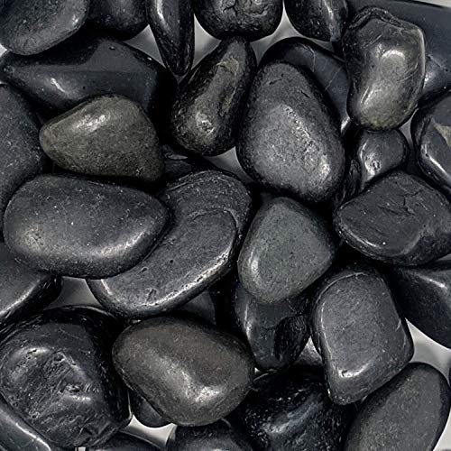 Midwest Hearth Natural Decorative Polished Black Pebbles 1" to 3" Size (10-lb Bag) - size: 10-lb Bag