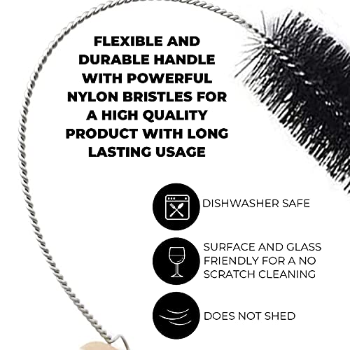 10" Tube Brush Set - 5-Pack Large Car Detailing Cleaners | Heavy duty industrial scrubbing power, Flexible wire bends around tight spaces, Clean auto parts carburetors & engine cracks - color: Black, size: Large 5 Pack (8mm 12mm 16mm 20mm 24 mm)