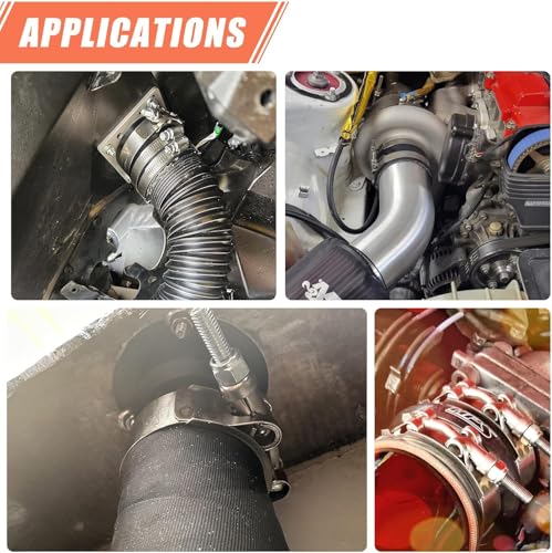 2 Pack 4" T-Bolt Hose Clamps, 304 Stainless Steel Turbo Intake Clamp, Working Range 4.25"-4.57"(108-116mm) for 4" I.D. Hose with 5mm Wall Thickness.(Measure your hose O.D. before buying) - size: 4" hose clamp 108mm-116mm (4.25"-4.56")