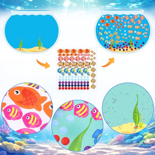 Fancy Land 16 Make Your Own Fish Tank Stickers with Cardboard Backgrounds 14.2 X 11 Inch Summer School Kids Classroom Project Party Activities Graduation End of Year
