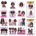 Rngmsi UV DTF Cup Wrap - 16 Sheets Black Girl UV DTF Cup Wraps for 16 oz Glass, Inspirational Quote Uvdtf Stickers for Water Botters, Cute Dog Bow Waterproof Rub on Transfer Decals, DIY Crafts - style: Black Girl