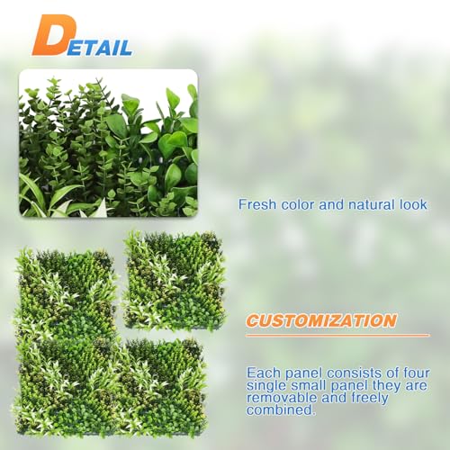 TANG 20"x20"-1PC Artificial Greenery Boxwood Panels Grass Wall Panel, Faux Privacy Fence Ivy Screens Backdrop Fake Hedge for Indoor Outdoor Wedding Décor, Style-13 - color: 20"x20" Panel-13, size: 20"x20"