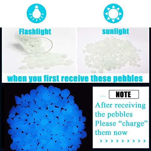 Oubest Glow in The Dark Pebbles/Glow Stones/Glowing Rocks Blue Decor for Garden/Fish Tank/Aquarium/Walkway/Driveway/Plant Pots/Bonsai (100, White) - color: White