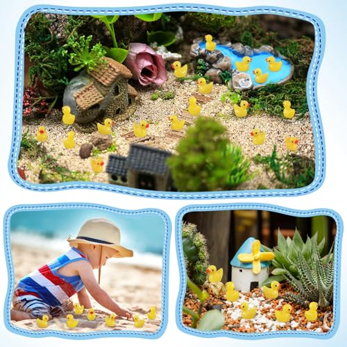 GADIEDIE 260Pcs Mini Resin Ducks,Miniature Figures Fairy Garden Duck,Tiny Resin Duck for Home Hide Prank Game Dollhouse Decor Aquarium Potted Miniature Landscape Ornament (260Pcs Yellow Duck(H)) - style: 260Pcs Yellow