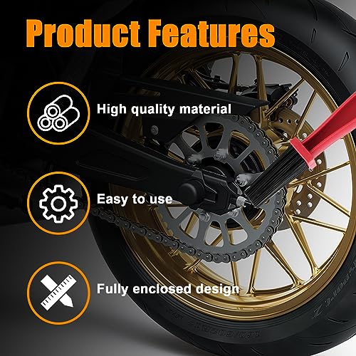 Ziciner 2 PCS Bike or Motorcycle Chain Washer, Motorcycle Chain Gear Dirt Clean Brushes, Universal Bicycle Chain Cleaning Brush Tool for Mountain Bike Heavy Duty Motorcycle (Red) - color: Red-2pcs