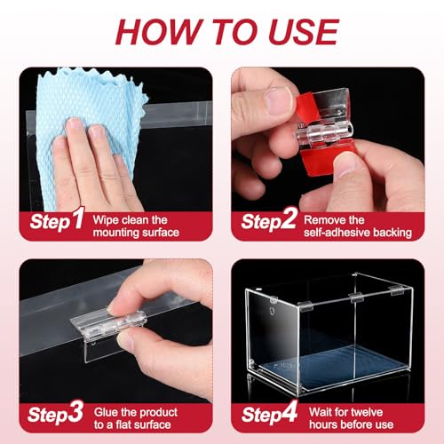 MECCANIXITY Small Acrylic Hinges Plastic Self-Adhesive Clear Hinge 45 x 35mm Continuous Piano Folding Hinges for Aquarium Lid Crafts Display Stand Pack of 8 Transparent - size: 45 x 35mm