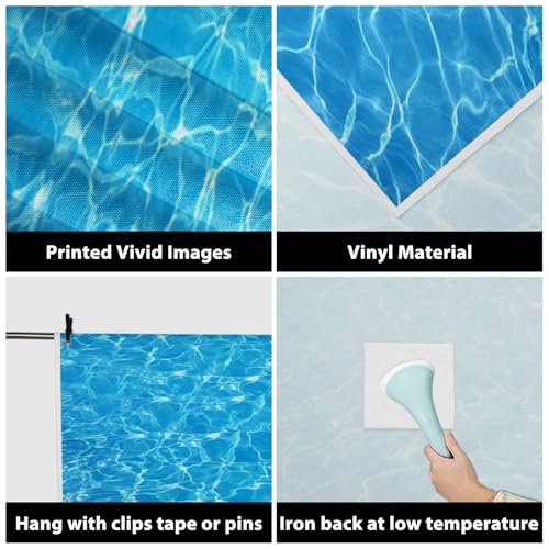 AOFOTO 3x5ft Shining Blue Sea Water Ripple Background Surface of Swimming Pool Photography Backdrop Ocean Marine Style Adult Kid Baby Boy Girl Portrait Photoshoot Studio Props Video Drape Wallpaper - size: 3x5ft