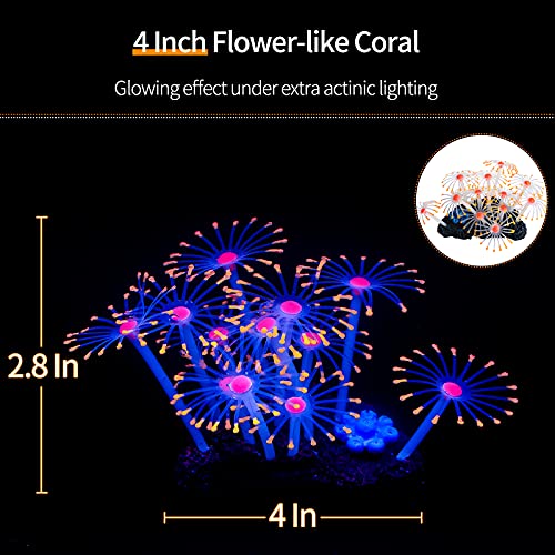 Uniclife 4 Pack Fish Tank Decorations Glowing Effect Aquarium Décor Small Silicone Artificial Jellyfish Coral Plant Ornament - color: Décor Kits