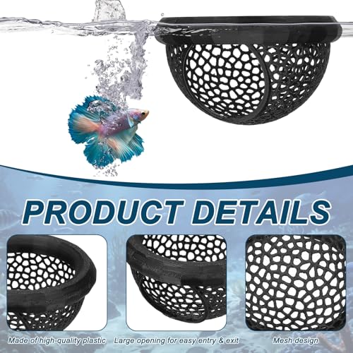 2Pcs Floating Betta Hammock Shrimp Shelter Betta Shrimp Feeder 3D Printed Fish Tank Accessories (S/L, Black) for Small Aquarium Safe Rest - color: Black