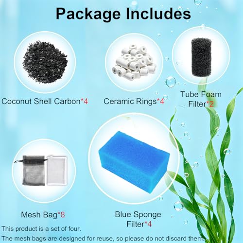4 Sets Aquarium Filter Media Replacement for Fluval AC30/Aquaclear 30 Power Filter - for 10-30 Gallon Aquariums - size: For AC30