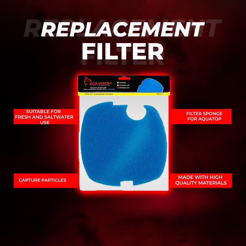 Aquatop Replacement Coarse Filter Sponge for CF-500 Series – Sponge Refills for Improved Mechanical Filtration and Cleaner Water, RCP-CF500 - color: Blue, size: CF500UV/CF500UVMKII