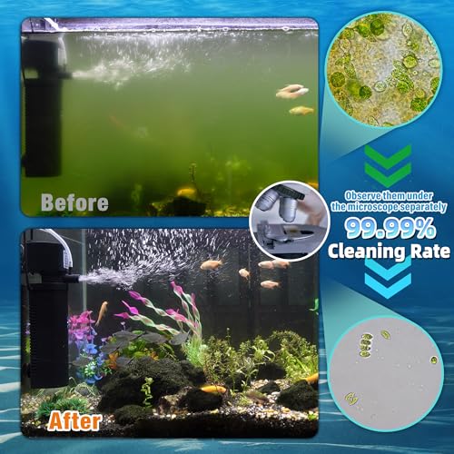 Aquarium Filter w/ Scientific U-V Timer for 20-75Gal Fish Turtle Tank Bio Internal Filter Power Pump Air Supply Deodorization Green Killing Clean Machine Saltwater Freshwater Crystal Clear 200GPH