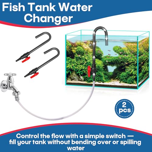 2 PCS Automatic Aquarium Water Refiller – PVC Wall-Mounted, Hands-Free & Spill Free Water Changer Hook with Flow Switch – Compatible with Python Systems – Filler Tube for 1/2", 5/8", 3/4" Hose