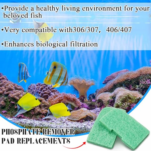 Threlaco 10 Pack Phosphate Remover Pads Compatible with fluval 307/407/306/406, Aquarium Filter Replacement Pads for Fish Tank (Green) - color: 306/407/406/407 Phosphate Remover