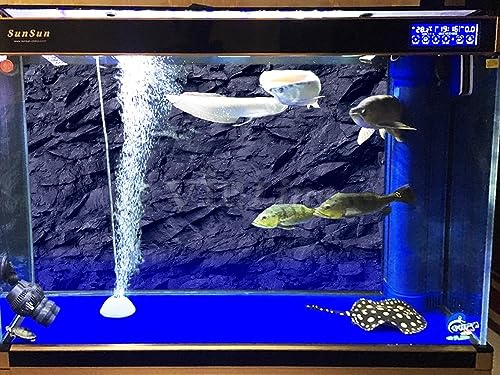 VIP. LINE 3D Effect Black Stone Texture Aquarium Background Poster Fish Tank Backdrop Decorations PVC Background (72" x 30"/ 183 x 76cm) - size: 72" x 30"/ 183 x 76cm