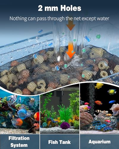 Pawfly 8 Pack Aquarium Filter Media Bags, Fish Tank Fine Mesh Bag with Plastic Zipper Aquarium Mesh Bag for Activated Carbon, Bio Filter Balls, Filter Stones, Ceramic Rings (8" x 5.5") - size: 8" x 5.5"