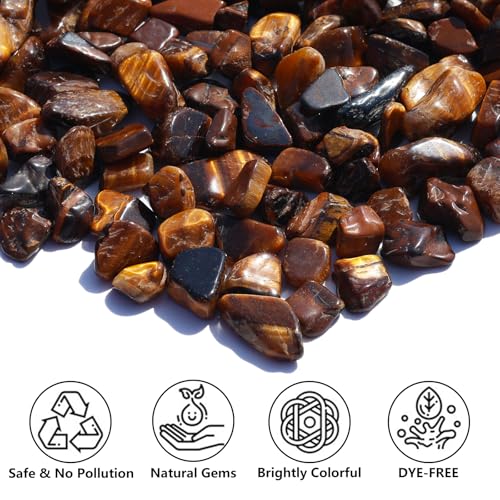 QYGL Tiger’s Eye Crystal Pebbles – 0.9LB Natural Tumbled Gemstones Bulk, Decorative Polished Stones for Vase Filler, Fish Tank Gravel, DIY Crafts, Plant Pots & Home Decor - color: Tiger's Eye