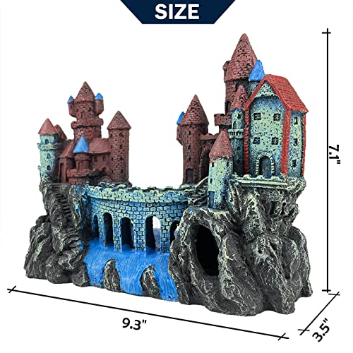 Aquarium Castle Decoration for Fish Tank Castle Cave Hideouts House Plants Supplies Accessories Safe for Freshwater and Saltwater Fish Tanks – Medium (Brown) - color: Age-of-Magic Wizard’s Castle [ Brown ]