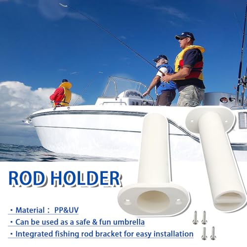 Fishing Rod Holder Plastic with UV 90 Degree Flush Mount 2PCS for Yacht and Boats - style: White