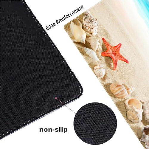 Beach and Starfish Customized Large Extended Gaming Mouse Pad with Stitched Edges and Non-Slip Rubber Base,Suitable for Office and Home Use,31.5x15.7 Inches - color: Beach and Starfish