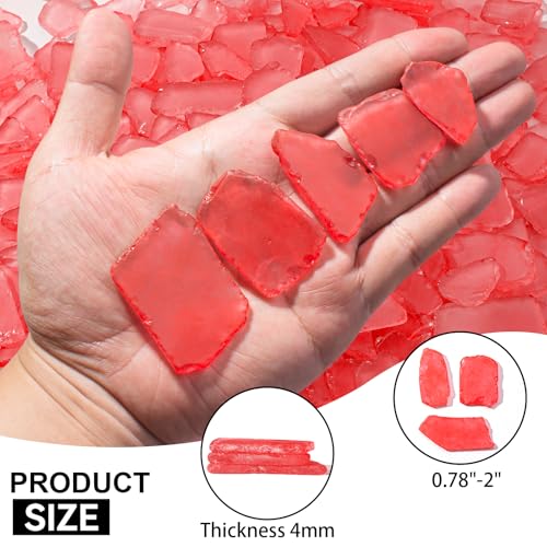 Keedolla Tumbled Sea Glass for Crafts - 10 OZ Red Flat Frosted Seaglass Pieces for DIY Art Crafts, Vase Filler, Beach Weddings, Aquarium and Home Decor - color: Red, size: 10 OZ / 0.63 LB