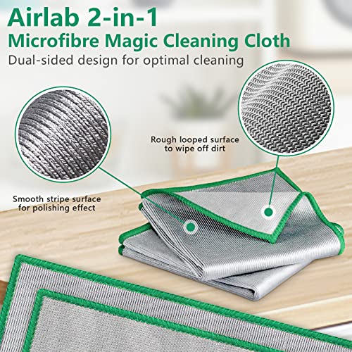 Airlab Glass Polishing Cloth Streak Free Miracle Cleaning Cloth Lint Free Microfiber Cleaning Rags for Glasses Kitchen Dish Mirrors Easy Clean, Pack of 6, 12" x 12" - color: Sliver, Pack of 6