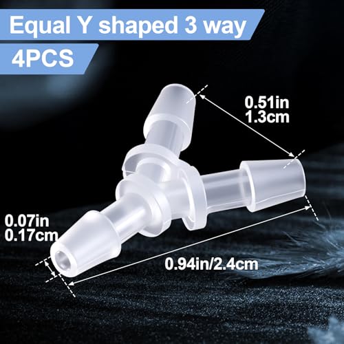 4 PCS 1/8" Y Shaped Connector, Plastic Hose Barb Fitting 3 Way Tubing Connectors, Equal Barbed Joint Splicer Mender Adapter Union for Air Line Water Oxygen Tubing Pipe Gas - White - style: 1/8" Y Shape,4pcs