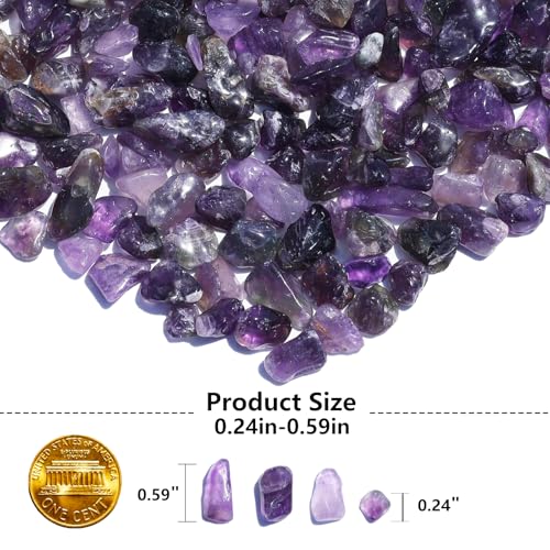 QYGL Polished Gem Stones Rocks – 0.9LB Natural Amethyst Crystal Chips Bulk, Tumbled Gemstones for Healing, Fish Tank Gravel, Vase Filler, DIY Crafts, Plant Pots & Home Decor - color: Amethyst