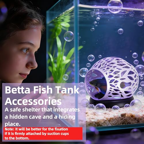 Floating Betta Hideout Cave & Shrimp Cave | Aquarium Floating Betta Skin | Shrimp Feeder | Multi-Function Resting Hideout Hammock & Small Fish Feeding Ring | Aquarium Decor Accessory (Purple - color: Light Purple