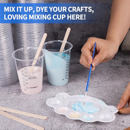 JNWINOG 100-Pack Clear Plastic Measuring Cups – Graduated Disposable Mixing Cups for Paint, Resin, Epoxy & Kitchen Use | Durable, Leak-Resistant & Precise Cups for DIY, Crafts, Baking & Labs